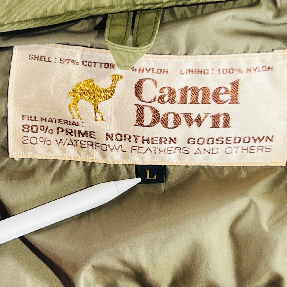 Camel Down Puffer Jacket Men L Green Orange Vintage Gorpcore - Picture 4 of 13